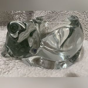 Vintage Indiana Glass Co. Sleeping Kitty Cat Votive Candle Holder